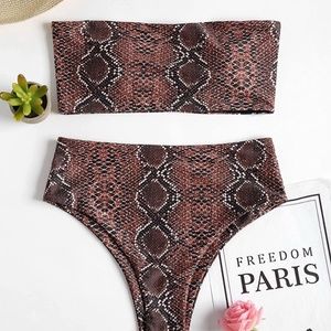 Zaful Snakeskin bandeau bikini